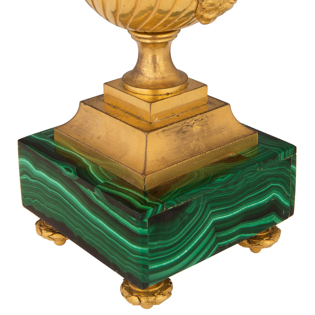 Homeware Life Set of 2 Malachite & Brass Candelabras – Handmade Luxury Natural Stone Candle Holders