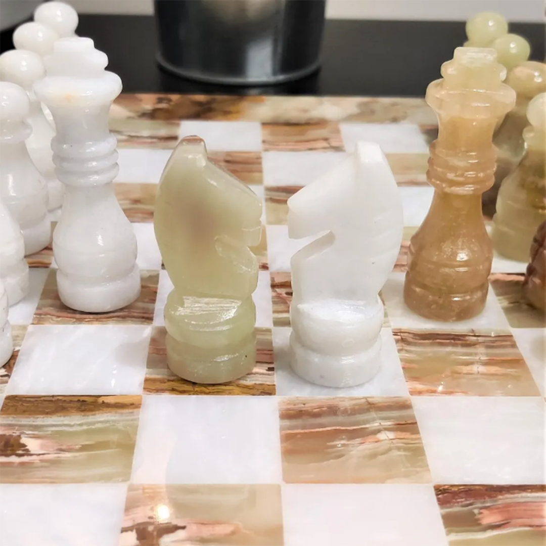 Homeware Life Natural Marble Chess Board – Eco-Friendly Raw Marble Game Board for Elegant Home Decor