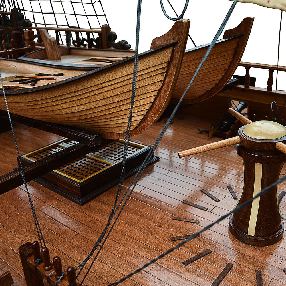 Homeware Life San Felipe Handcrafted Wooden Model Ship – Luxury Nautical Home Decor with Cedar Display Stand
