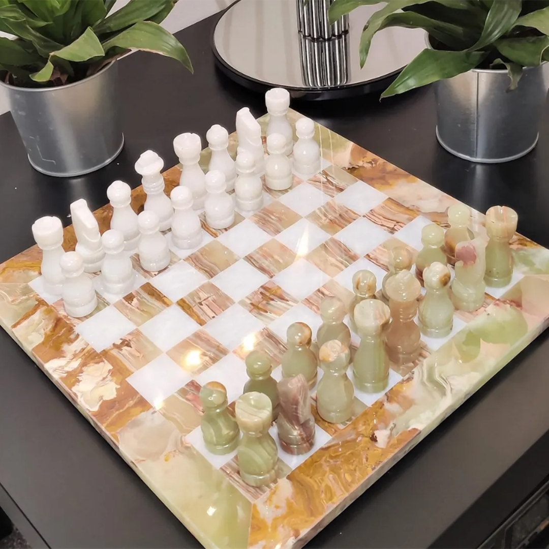 Homeware Life Natural Marble Chess Board – Eco-Friendly Raw Marble Game Board for Elegant Home Decor
