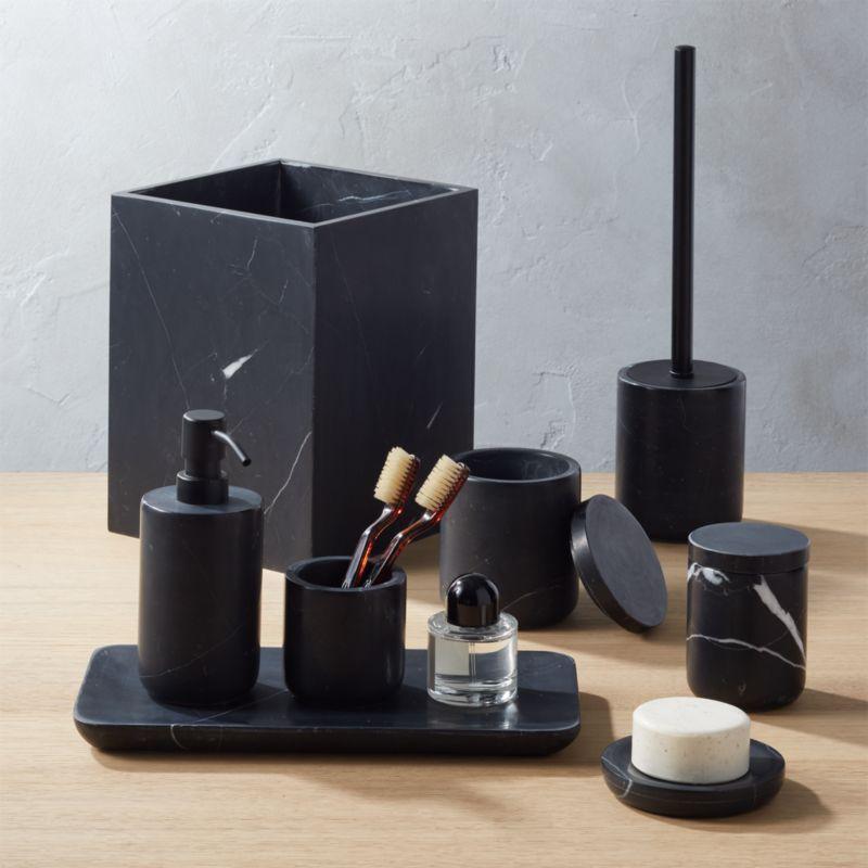Black Marble Bathroom Accessories Luxury Set 8 Pieces by Homeware Life