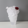 Homeware Life Handmade Crystal Flower-Theme Vase – White Carved Liuli / Crystal Art Glass Centerpiece
