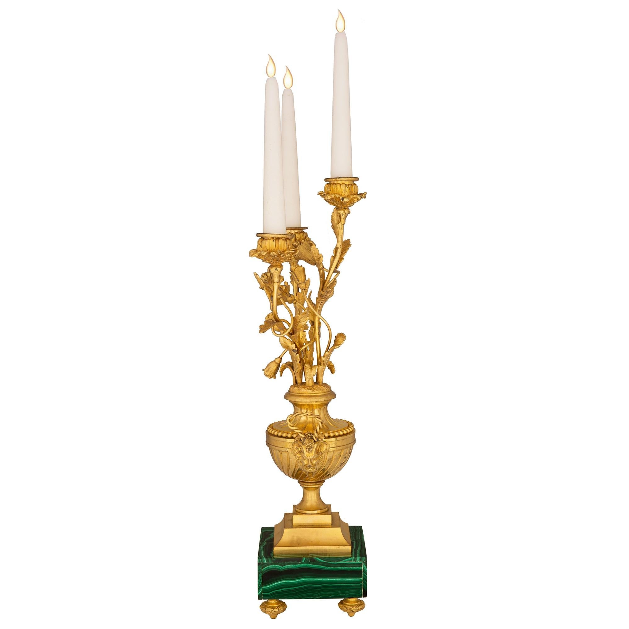 Homeware Life Set of 2 Malachite & Brass Candelabras – Handmade Luxury Natural Stone Candle Holders