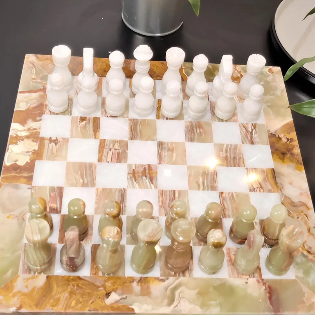 Homeware Life Natural Marble Chess Board – Eco-Friendly Raw Marble Game Board for Elegant Home Decor