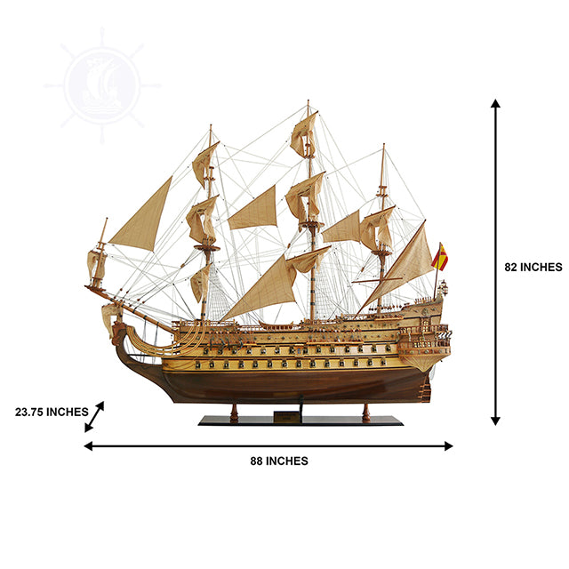Homeware Life San Felipe Handcrafted Wooden Model Ship (200 cm) – Luxury Nautical Replica with Cedar Display Stand