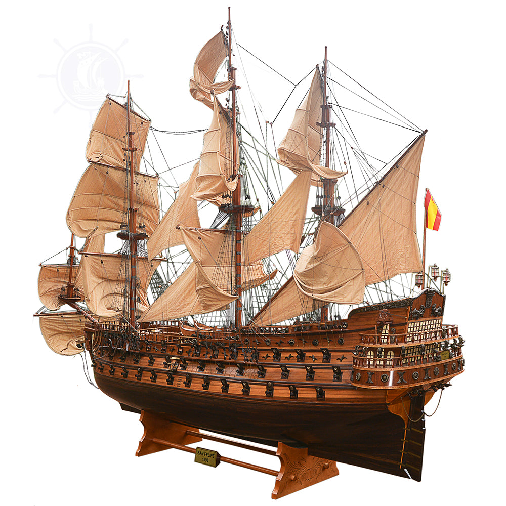 Homeware Life San Felipe Handcrafted Wooden Model Ship – Luxury Nautical Home Decor with Cedar Display Stand