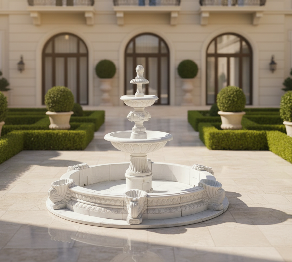 Luxury Tiered Versailles Marble Fountain by Homeware Life – Grand Outdoor Garden Statement Water Feature