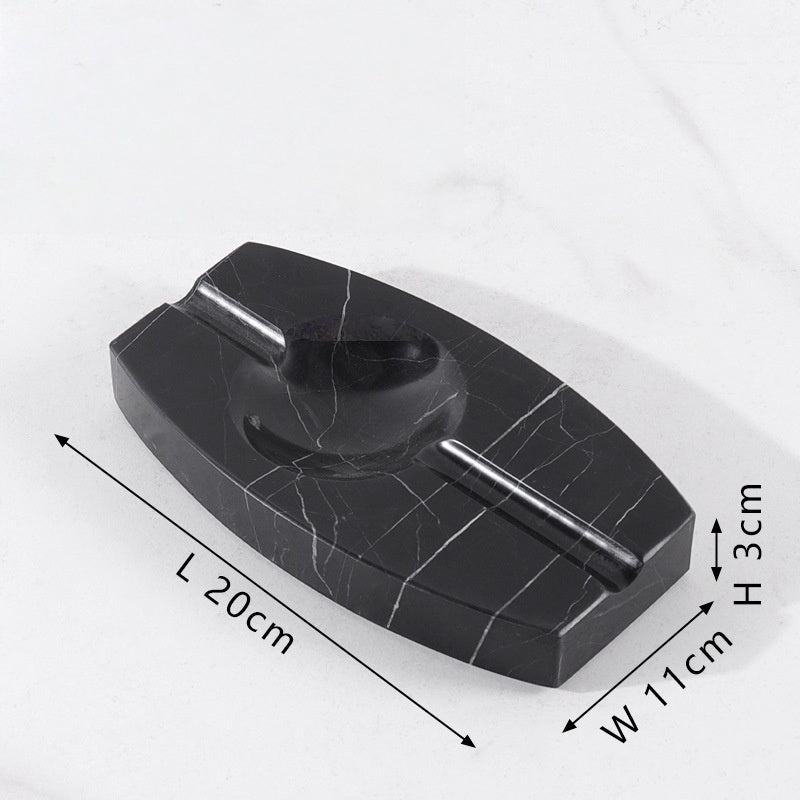 Homeware Life Set of 2 Marble Decorative Trays – Simple Modern Style Travertine & Black Marble Accent Plates for Living Room Decor