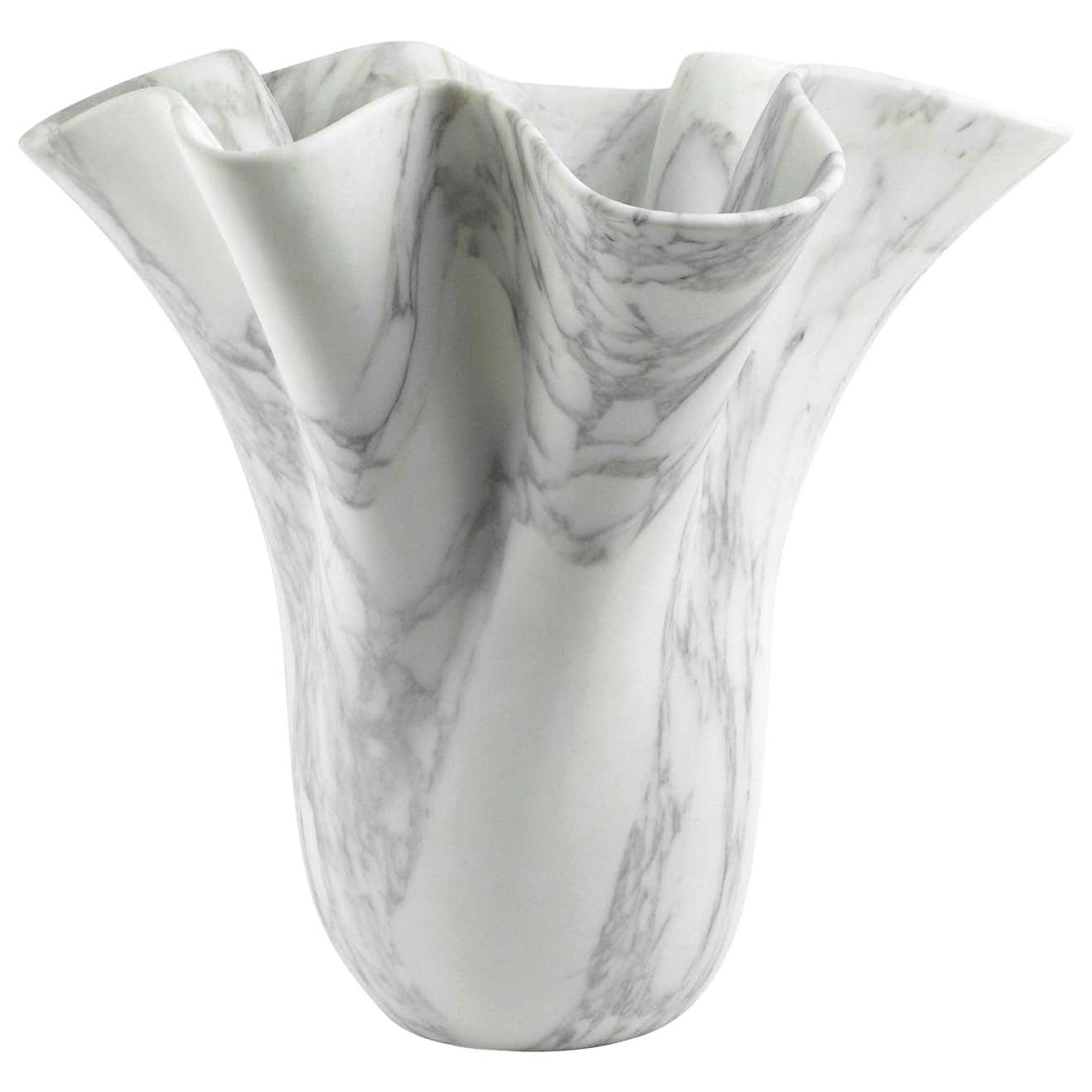 Homeware Life White Arabescato Marble Pot – Handmade Multipurpose Stone Vase | Organic Sculpture & Luxury Decor Vessel
