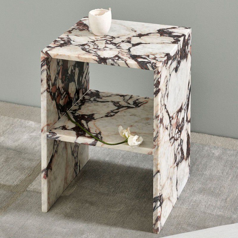 Modern Calacatta Viola Marble Side Table with Drawers – Homeware Life Nightstand