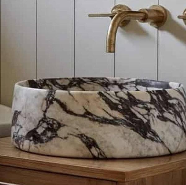 Luxury Natural Marble Vessel Sink – Handcrafted Round Bathroom Basin by Homeware Life