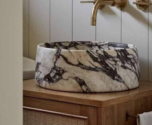 Luxury Natural Marble Vessel Sink – Handcrafted Round Bathroom Basin by Homeware Life