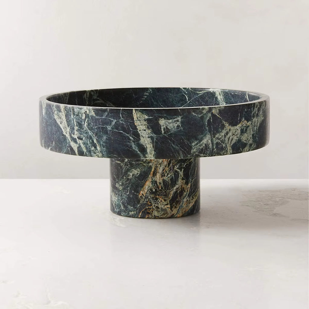 Spider Green Marble Fruit Bowl – Honed Stone Decorative Bowl by Homeware Life