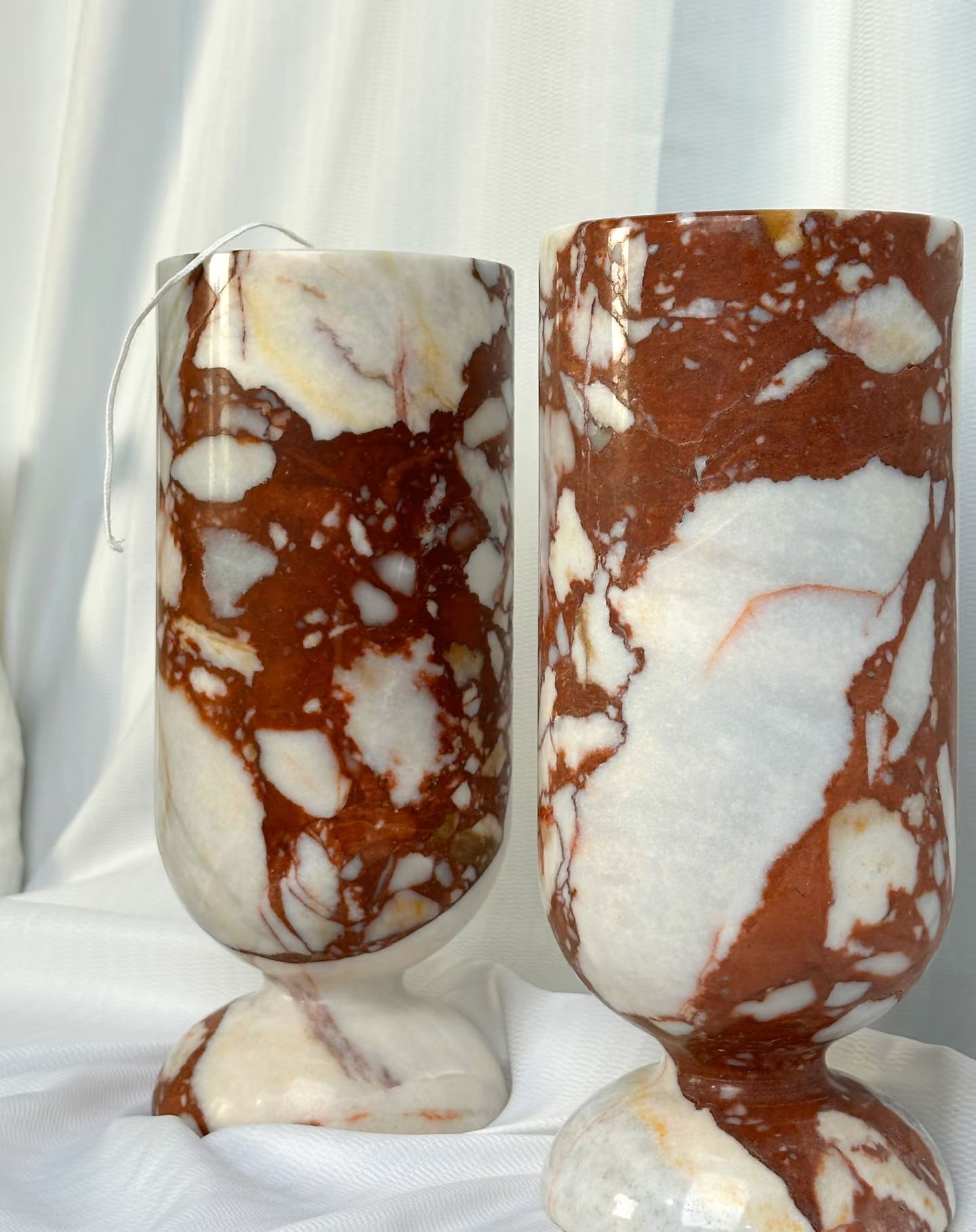Luxury Natural Red Travertine Vase – Handcrafted Modern Stone Decorative Vase by Homeware Life