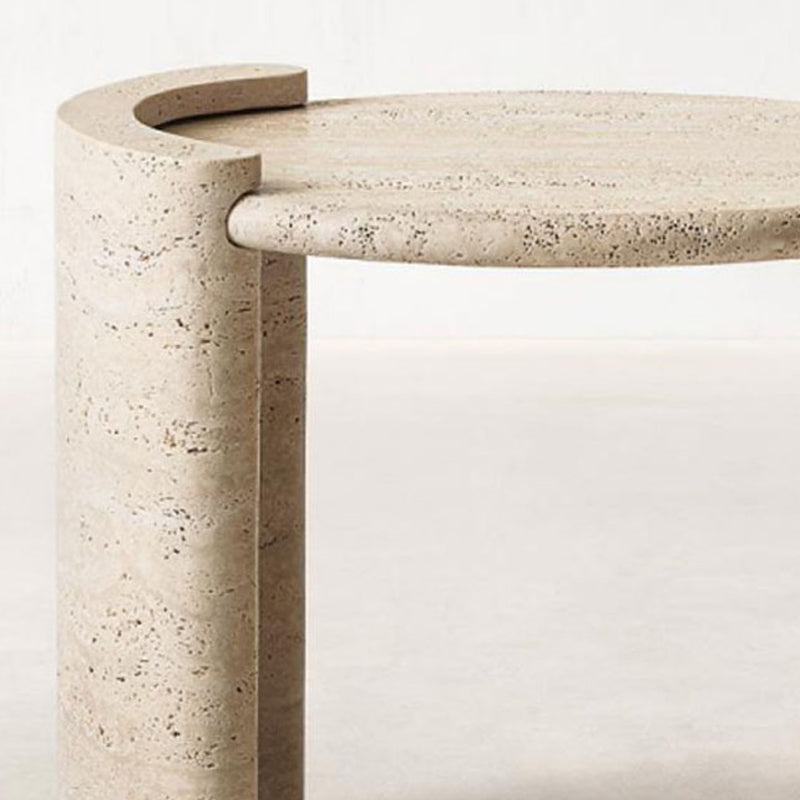 Wabi-Sabi Beige Travertine Marble Side Table – Homeware Life Modern Luxury