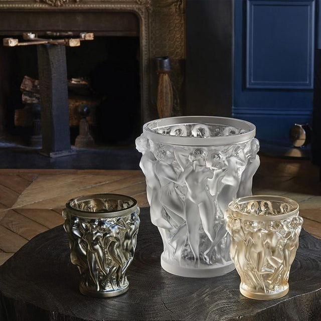 Homeware Life Clear Crystal Glass Flower-Theme Vase 32 cm – Handmade Art Glass Centerpiece (White / Transparent)