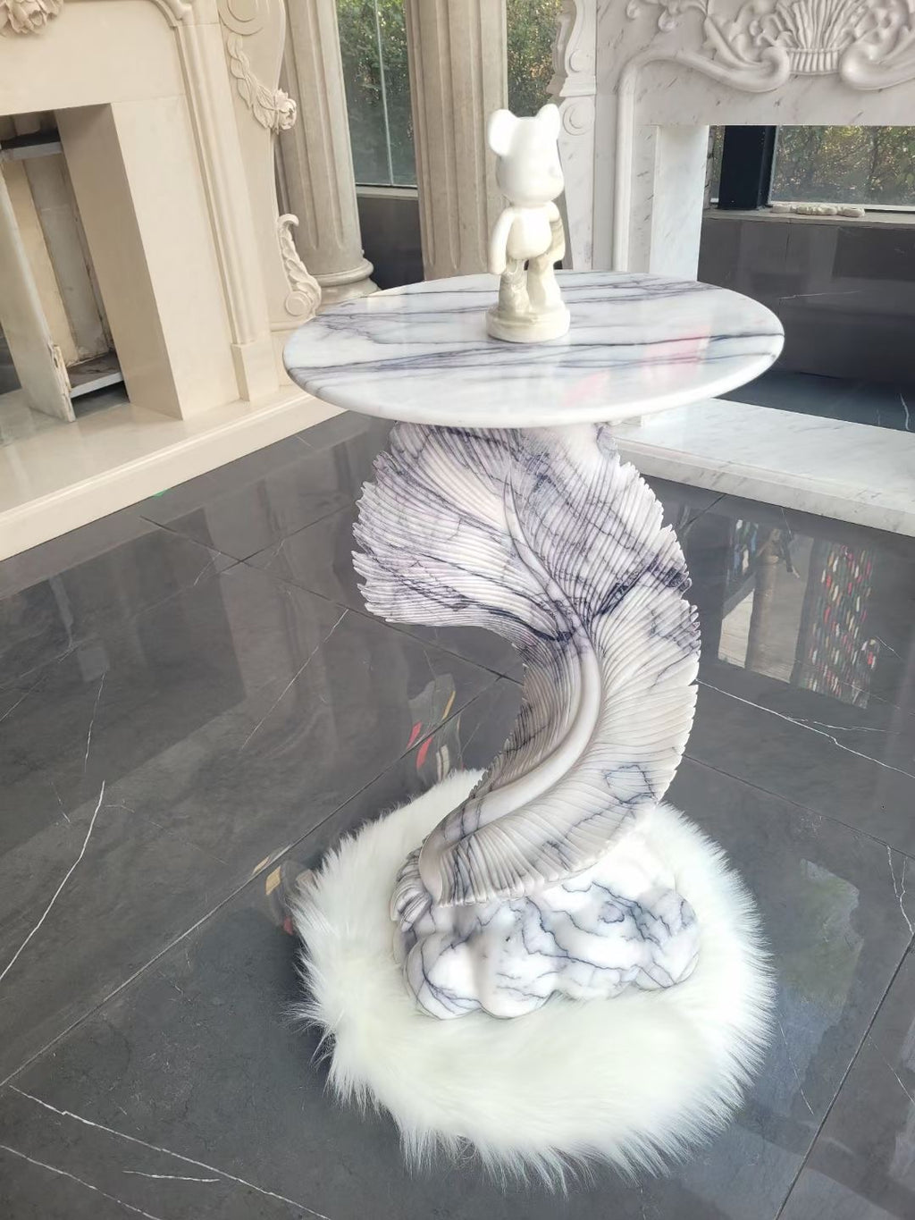 3D Carved Natural Marble Side Table – Homeware Life French Modern Console Table