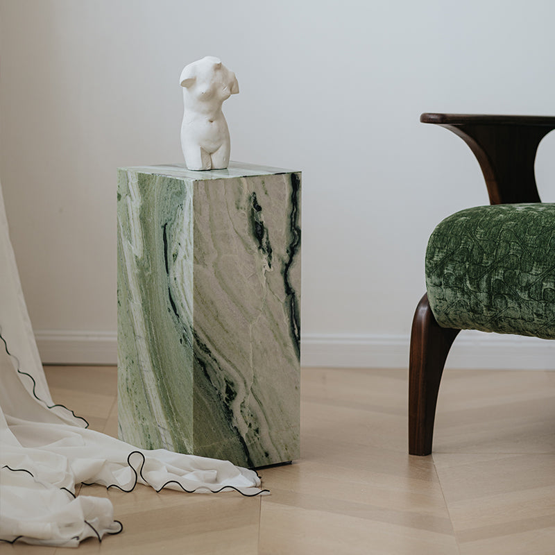 Green Marble Quartz Geode Sculpture – Modern Minimalist Stone Statement Piece by Homeware Life (23X23X51)