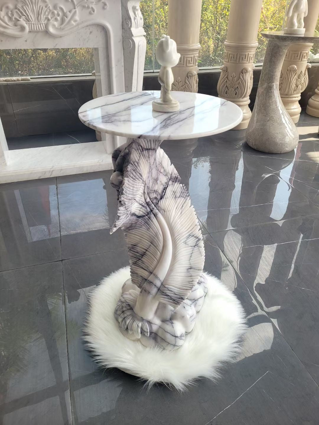 3D Carved Natural Marble Side Table – Homeware Life French Modern Console Table