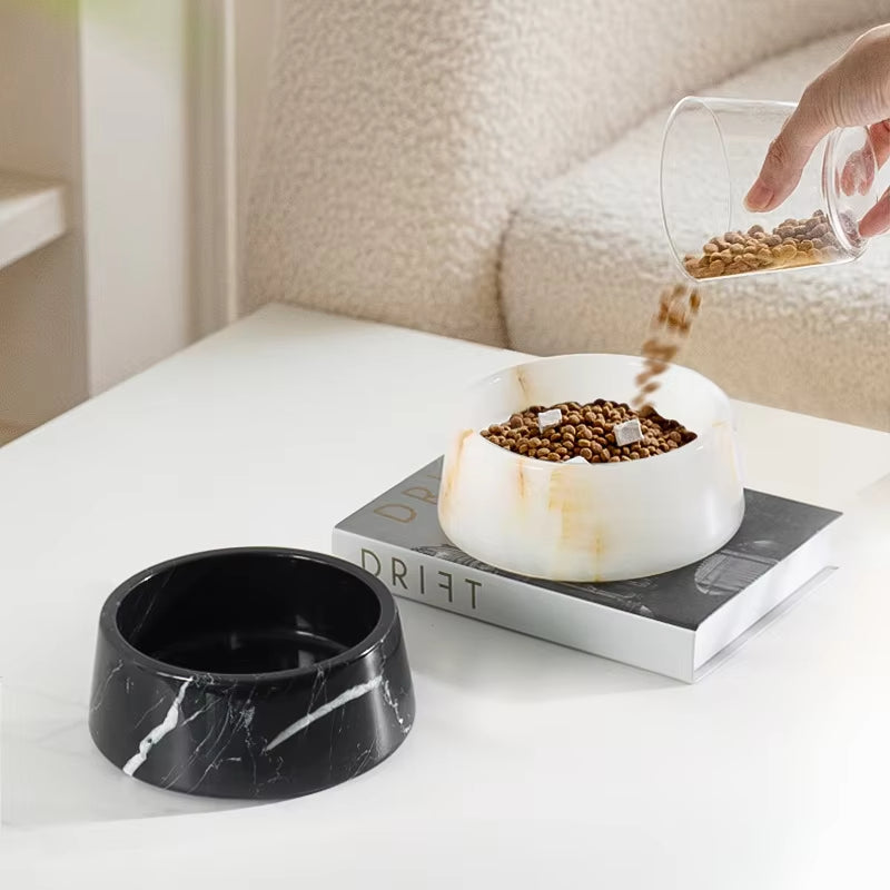 Homeware Life Set of 2 Nero Marquina & White Marble Bowls – D16×6 cm Luxury Stone Serving / Decorative Bowls