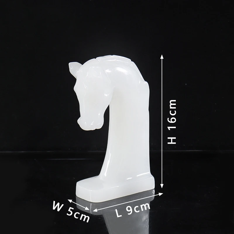 Homeware Life Set of 4 Onyx Horse Head Sculptures – White & Pink Natural Marble Decorative Statues 5×9×16 cm