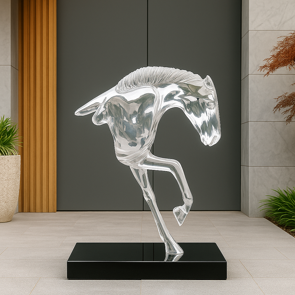 Homeware Life Handmade Crystal Half-Horse Sculpture – Transparent Art Glass Figurine for Luxury Home Décor