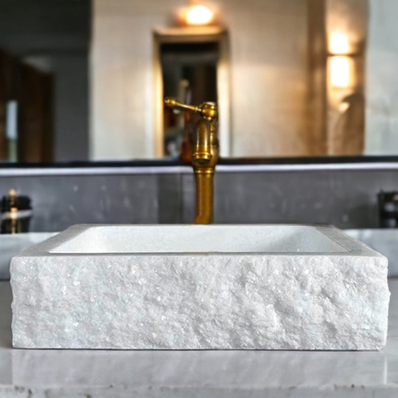 Homeware Life Natural Marble Washbasin Tray – Modern Broken Square Design | Luxury Bathroom Vanity & Décor Tray