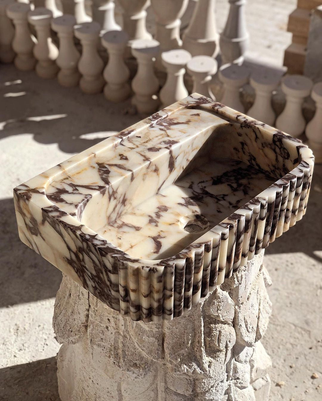 Calacatta Viola Natural Marble Basin – Homeware Life Luxury Bathroom Sink