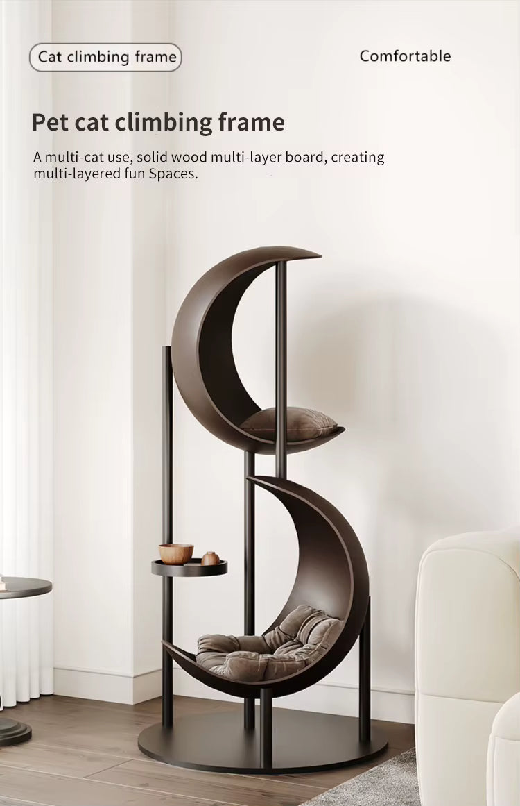 Homeware Life Luxury Human-Pet Furniture – Solid Wood Cat Treehouse with Integrated Heated Bed