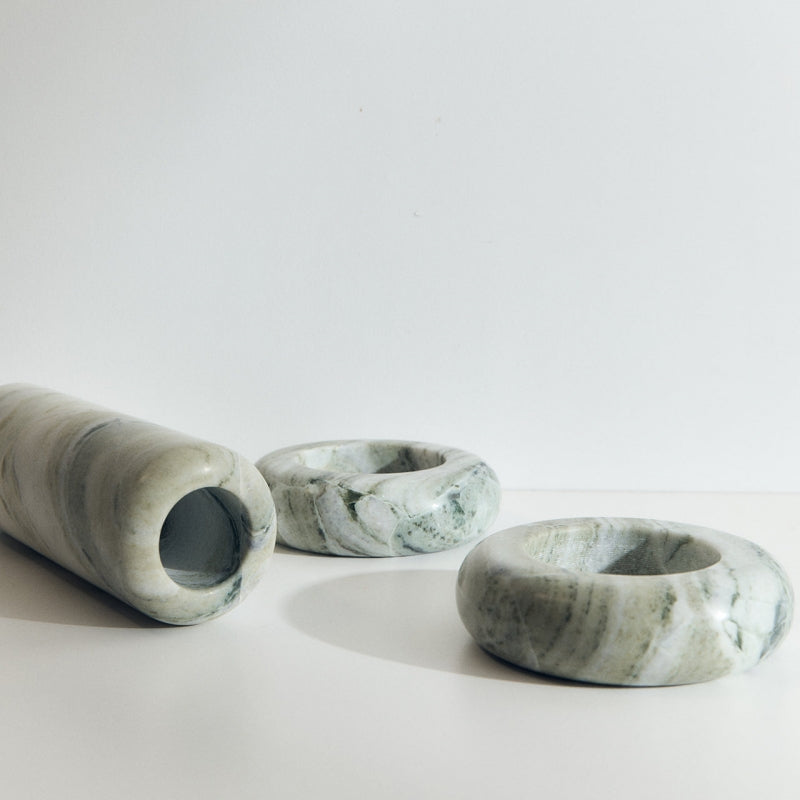 Luxury Marble Mortar Vase Set of 3 (Dark Green, Light Green, Dark Khaki) – Contemporary Homeware Life Decor