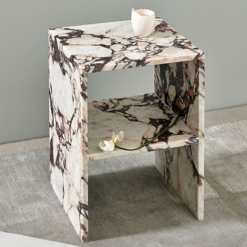 Modern Calacatta Viola Marble Side Table with Drawers – Homeware Life Nightstand