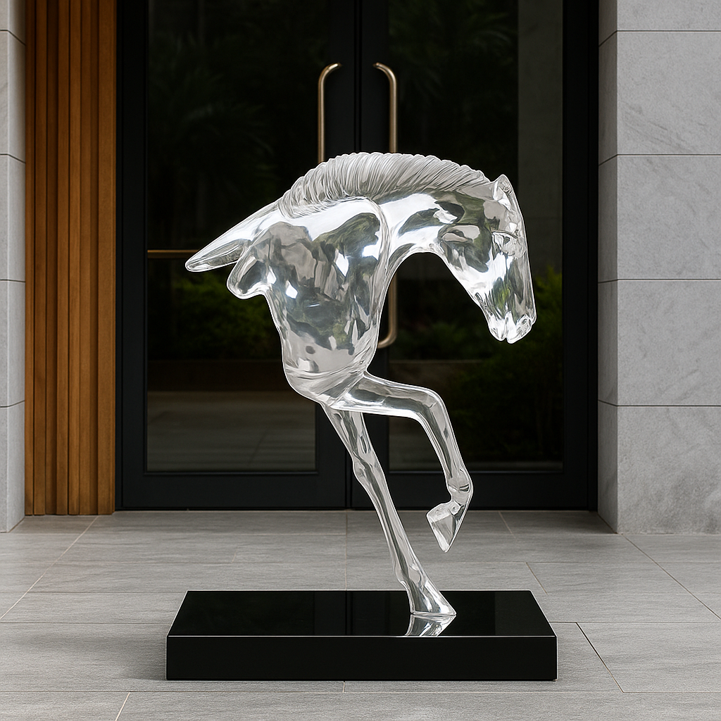 Homeware Life Handmade Crystal Half-Horse Sculpture – Transparent Art Glass Figurine for Luxury Home Décor