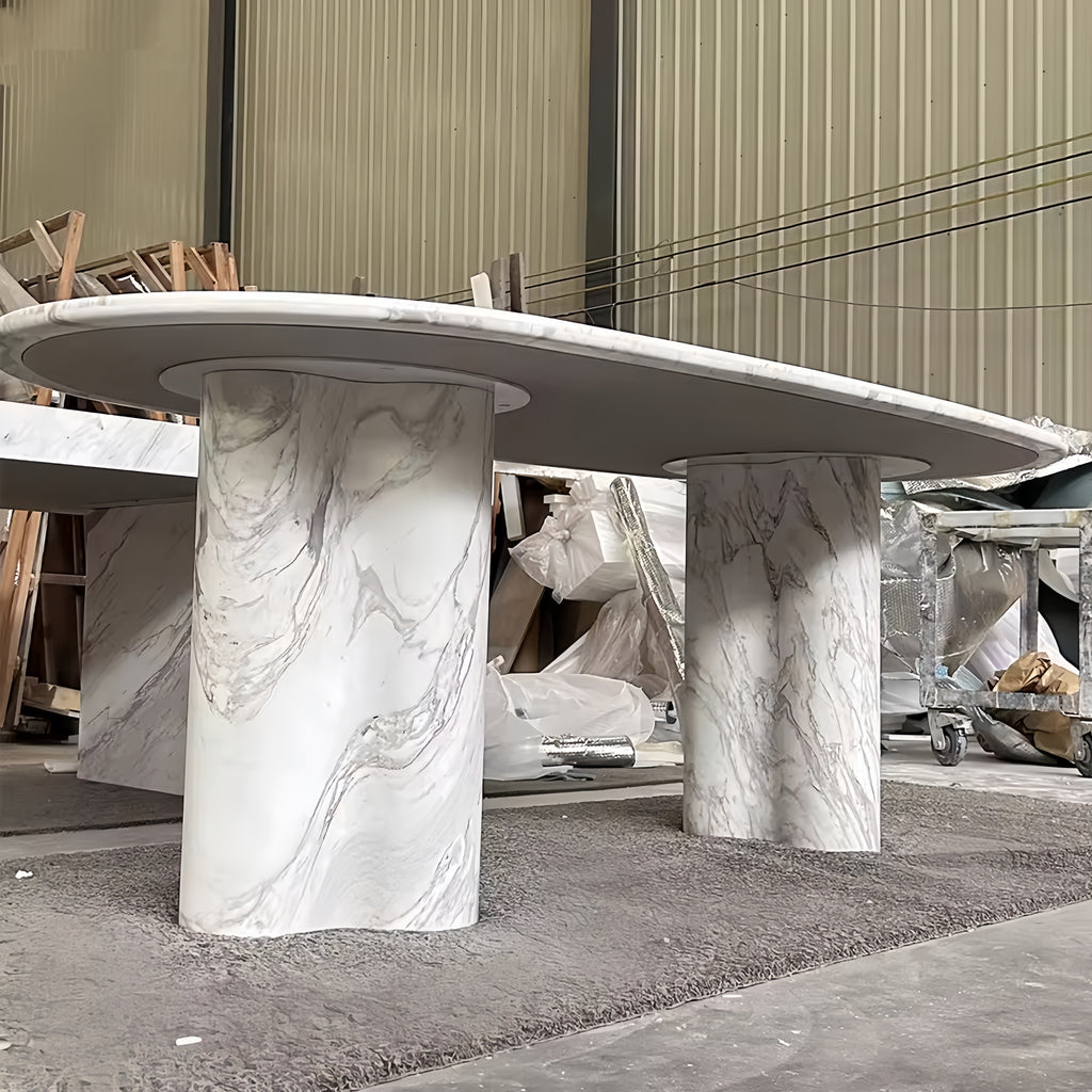 Volakas White Marble Oval Dining Table – Homeware Life Luxury Minimalist