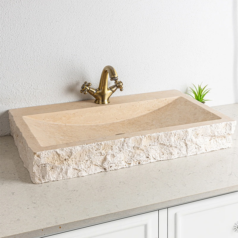Modern Square Marble Bathroom Vessel Sink – Luxury Stone Basin by Homeware Life