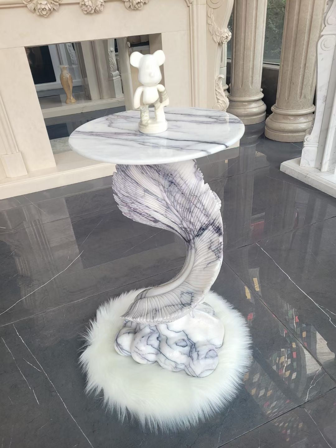 3D Carved Natural Marble Side Table – Homeware Life French Modern Console Table