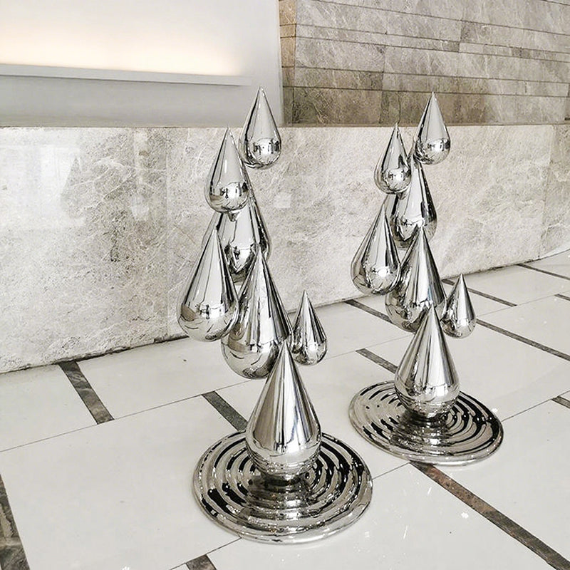 Homeware Life Modern Abstract Rain Drop Sculpture – Mirror Polished Stainless Steel Garden & Home Art Décor