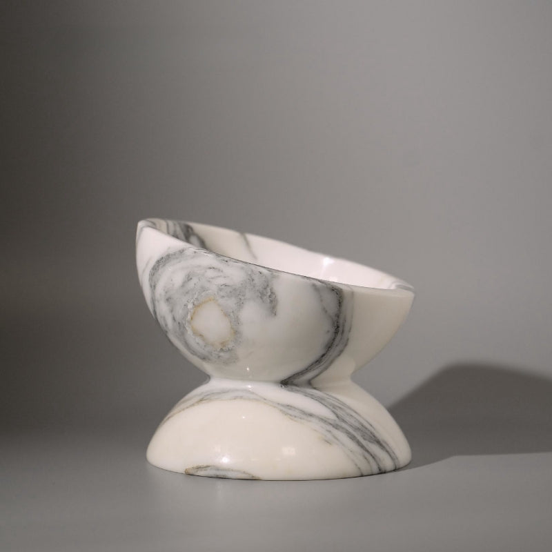 Homeware Life Natural Marble Pet Bowl Set – White & Dark | Luxury Elevated Food & Water Bowls for Cats and Small Dogs