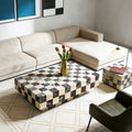 Luxury Checkerboard Marble Convertible Coffee Table – Extendable Designer Centre Table by Homeware Life