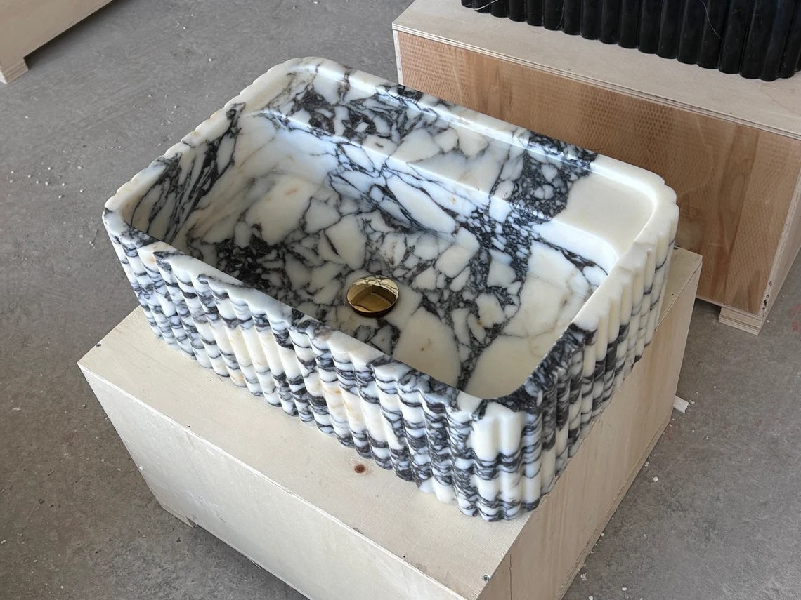 Calacatta Viola Natural Marble Basin – Homeware Life Luxury Bathroom Sink