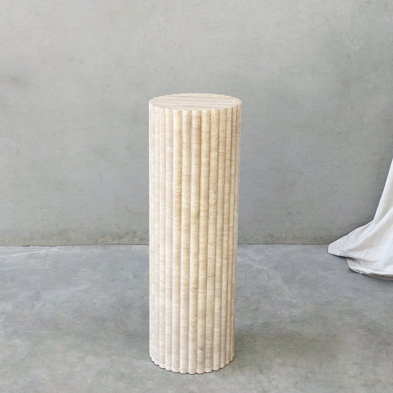 Homeware Life Set of 3 Marble Cylinder Pedestals – Natural Stone Display Stands (30×90, 30×65 & 30×50 cm)