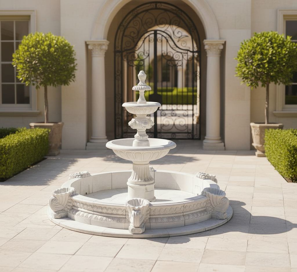Luxury Tiered Versailles Marble Fountain by Homeware Life – Grand Outdoor Garden Statement Water Feature