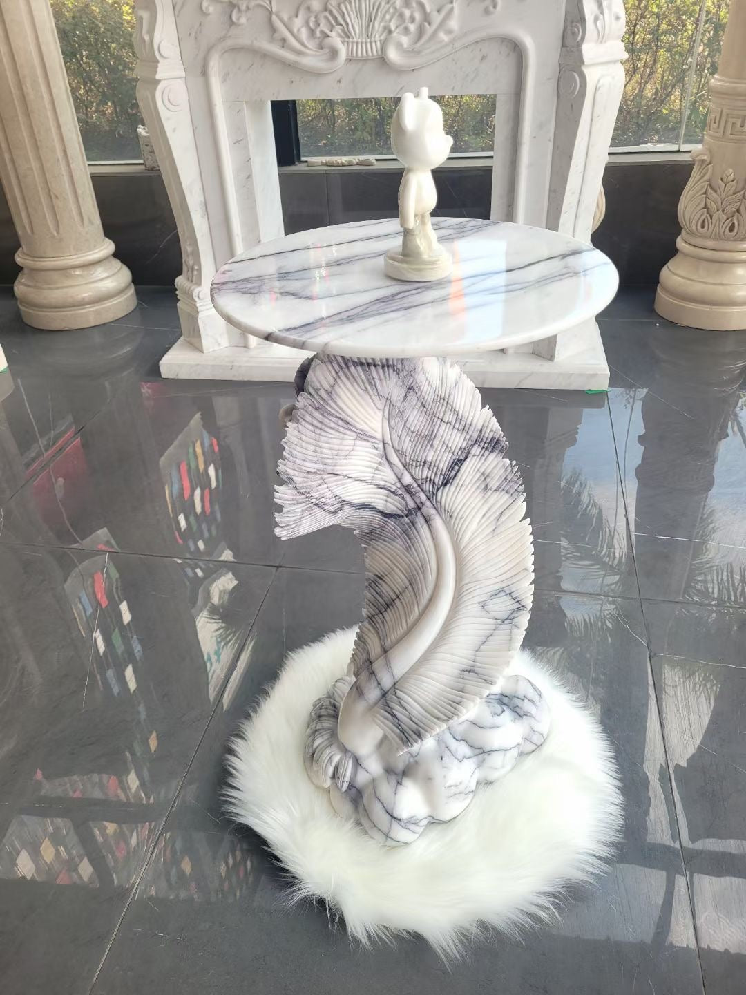 3D Carved Natural Marble Side Table – Homeware Life French Modern Console Table