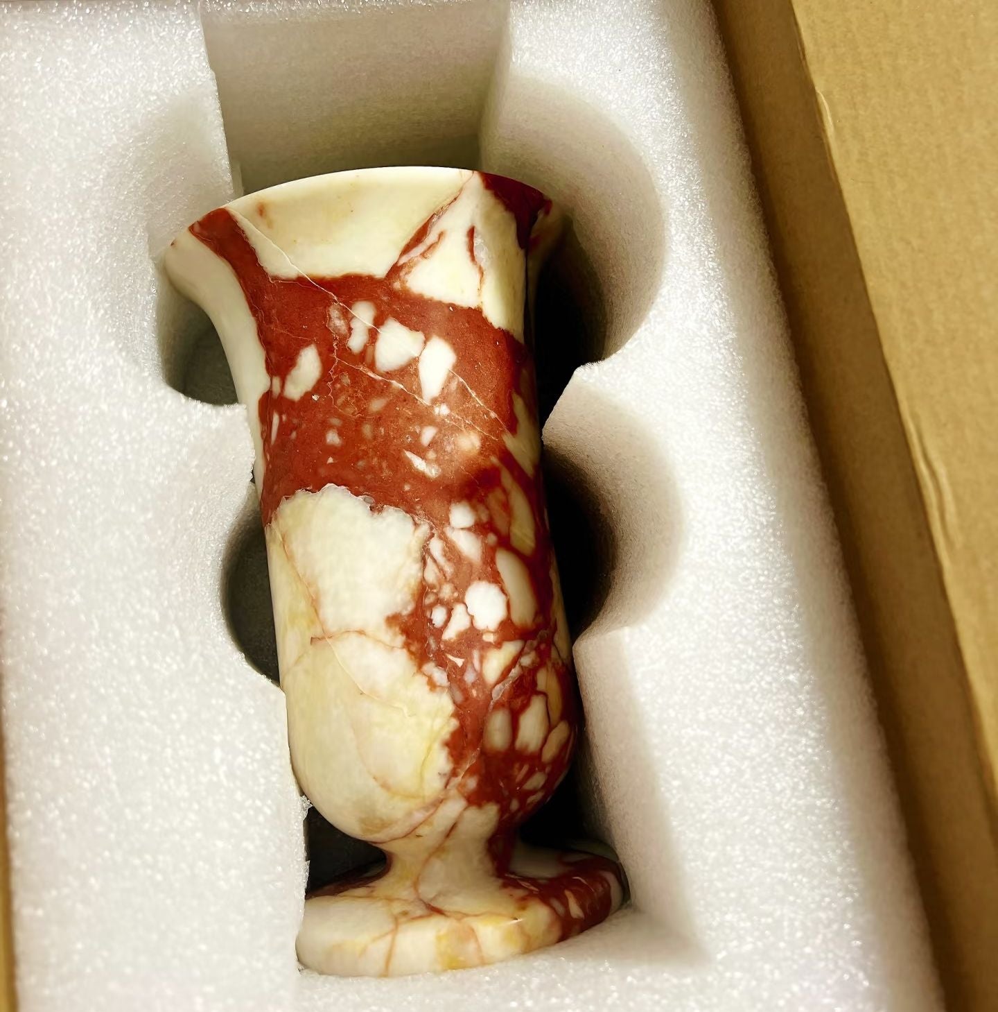 Luxury Natural Red Travertine Vase – Handcrafted Modern Stone Decorative Vase by Homeware Life