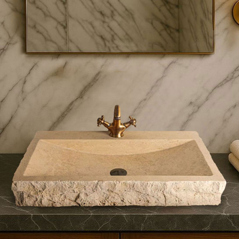 Modern Square Marble Bathroom Vessel Sink – Luxury Stone Basin by Homeware Life