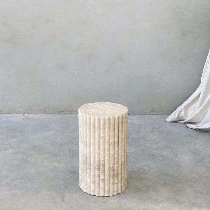 Homeware Life Set of 3 Marble Cylinder Pedestals – Natural Stone Display Stands (30×90, 30×65 & 30×50 cm)