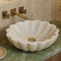 Modern White Marble Countertop Basin – Sculpted Stone Sink by Homeware Life