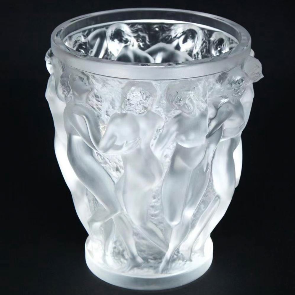 Homeware Life Clear Crystal Glass Flower-Theme Vase 32 cm – Handmade Art Glass Centerpiece (White / Transparent)