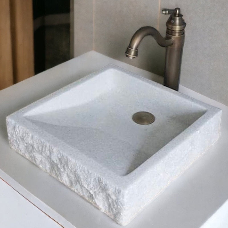 Homeware Life Natural Marble Washbasin Tray – Modern Broken Square Design | Luxury Bathroom Vanity & Décor Tray
