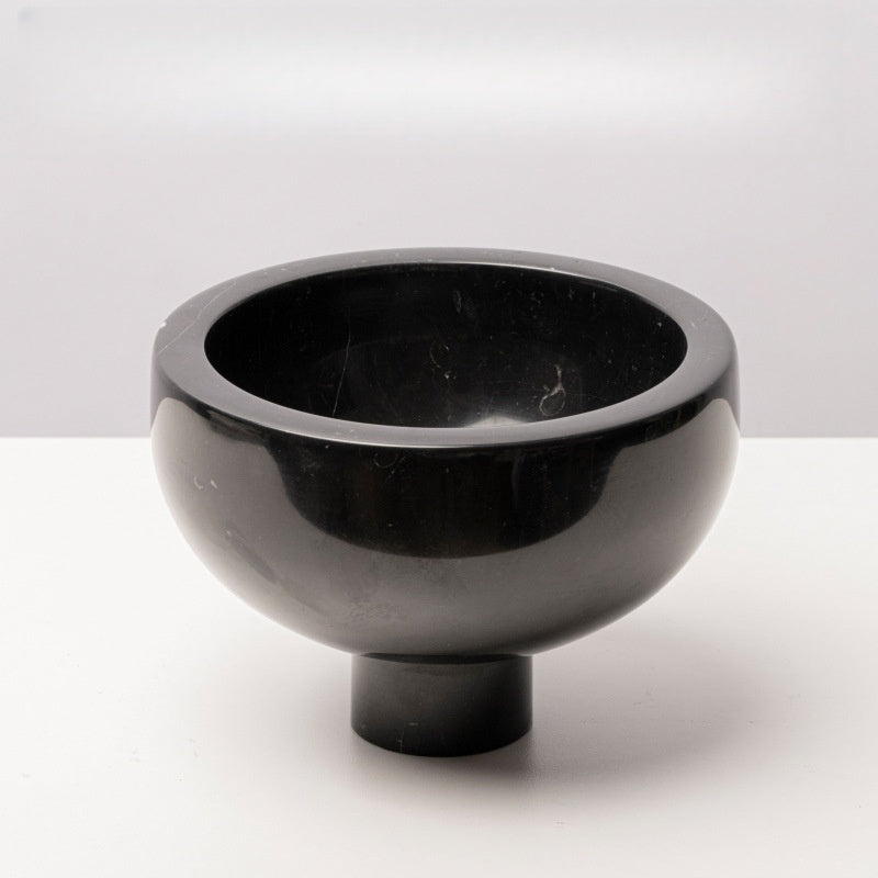 Homeware Life Set of 2 Marble Round Bowls – Beige Travertine & Black Nero Marquina Natural Stone Decorative Trays