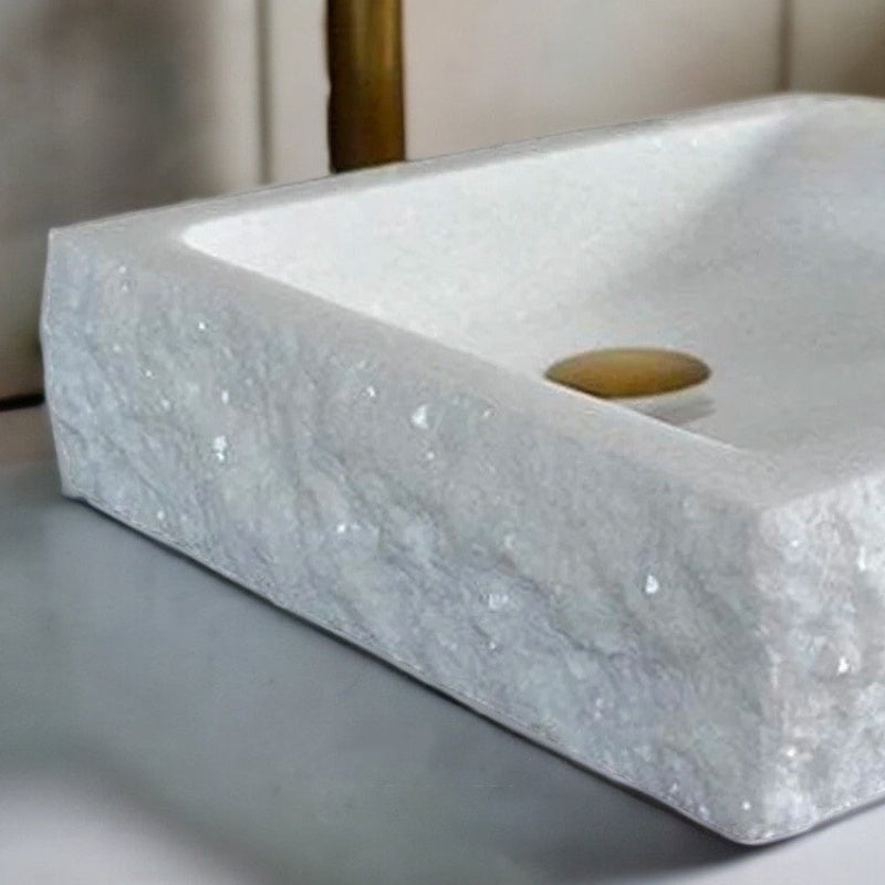 Homeware Life Natural Marble Washbasin Tray – Modern Broken Square Design | Luxury Bathroom Vanity & Décor Tray